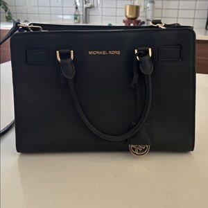 Michael Kors Black Satchel with Gold Accents